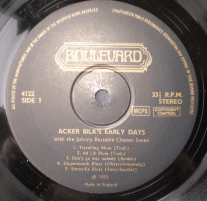 baixar álbum Acker Bilk With Johnny Bastable's Chosen Seven Bob Wallis & His Storyville Jazzmen - Ackers Early Days