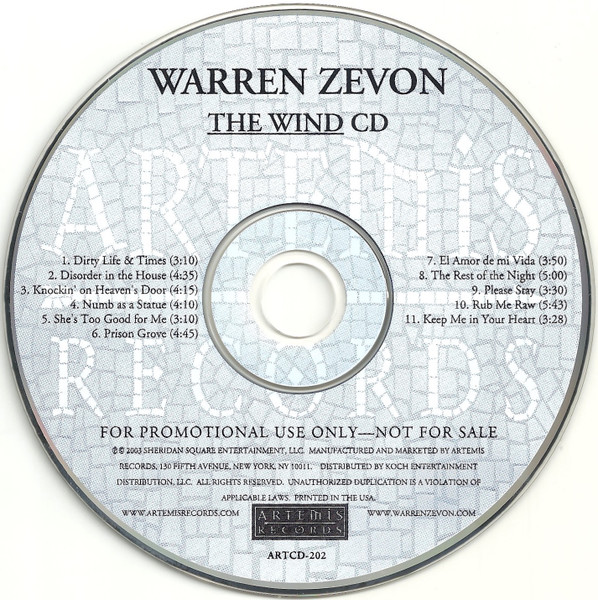 Warren Zevon - The Wind Lyrics and Tracklist
