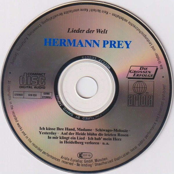 baixar álbum Hermann Prey - Lieder Der Welt