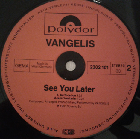 Vangelis - See You Later | Polydor (2302 101) - 6