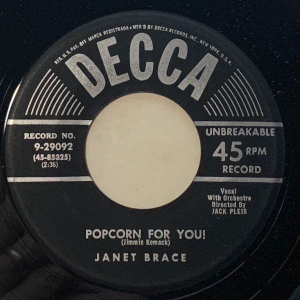 Janet Brace – Popcorn For You! (1953, Vinyl) - Discogs