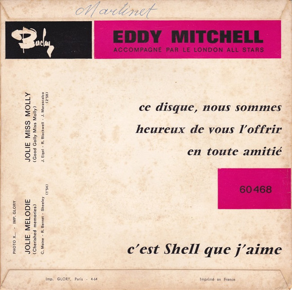 last ned album Eddy Mitchell Accompagné Par Le London All Star - Jolie Mélodie Jolie Miss Molly