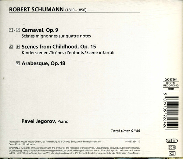 last ned album Schumann, Pavel Jegorov - Carnaval Arabesque Scènes denfants