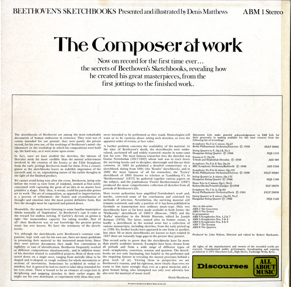lataa albumi Denis Matthews, Beethoven - Beethovens Sketchbooks The Composer At Work