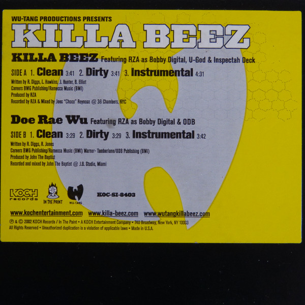 Killa Beez – Killa Beez / Doe Rae Wu (2002, Vinyl) - Discogs