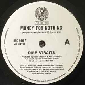 Dire Straits – Money For Nothing (1985, Vinyl) - Discogs