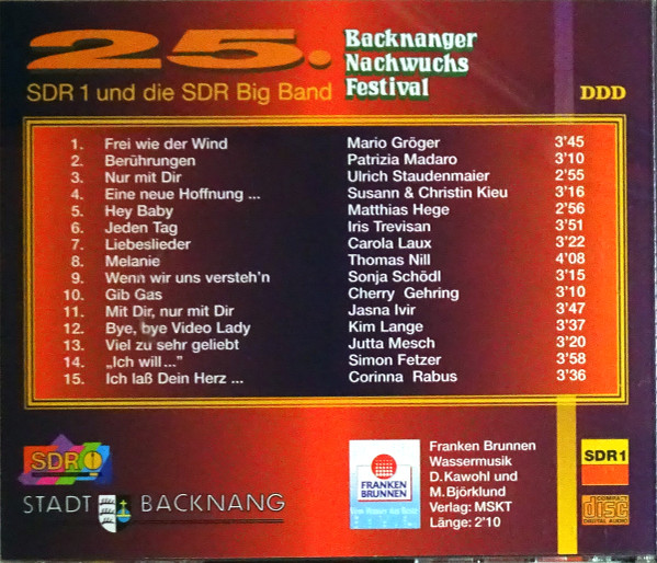 last ned album SDR Big Band - 25 Backnanger Nachwuchsfestival
