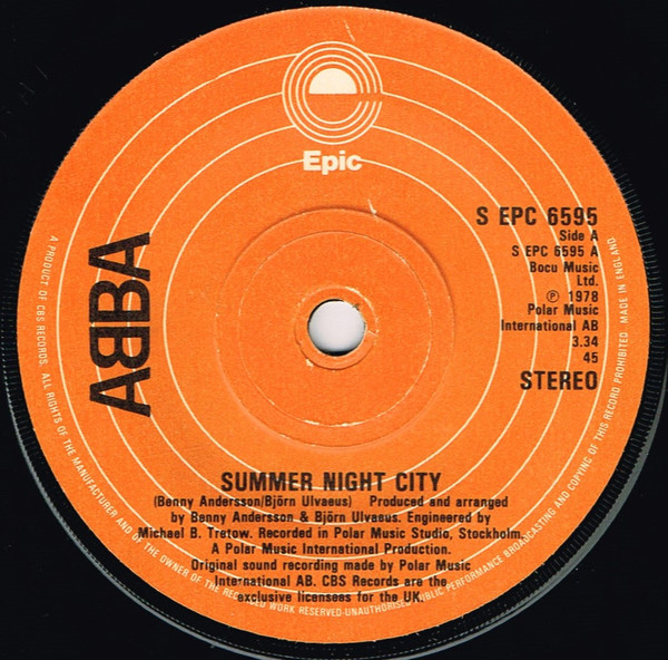 Abba Summer Night City 1978 Vinyl Discogs 0330