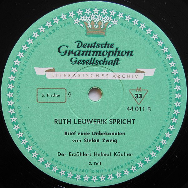 lataa albumi Ruth Leuwerik - Spricht Stefan Zweig Brief Einer Unbekannten