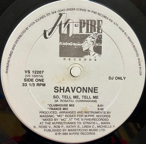 Shavonne – So, Tell Me, Tell Me (1989, Vinyl) - Discogs