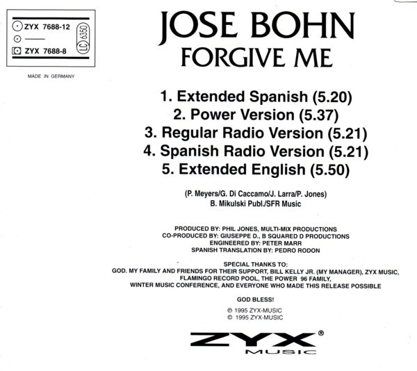 lataa albumi Jose Bohn - Forgive Me