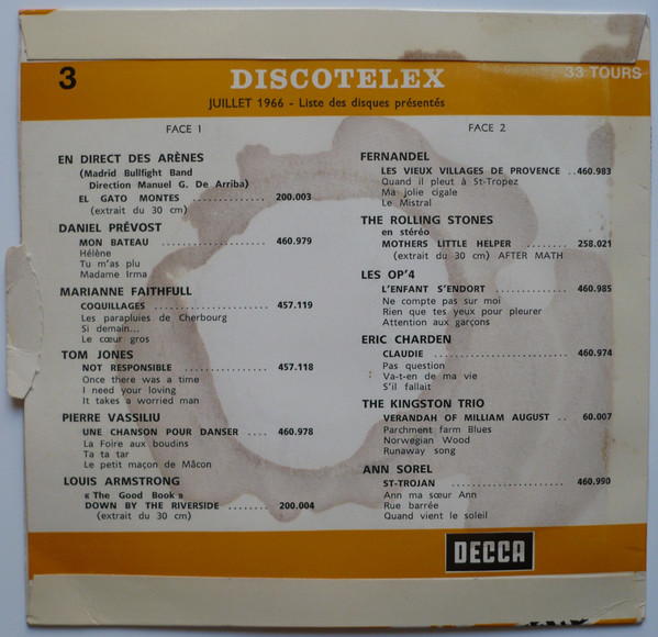 télécharger l'album Various - Discotelex 3 Présentation Des Nouveautés Juillet 1966