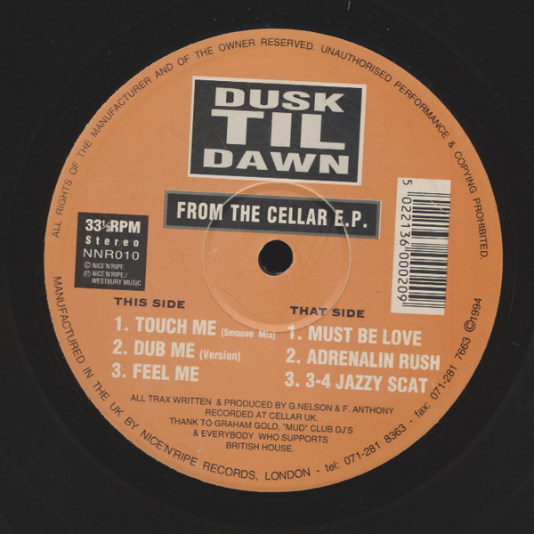 Dusk Til Dawn – From The Cellar E.P. (1994, Orange Label, Vinyl 