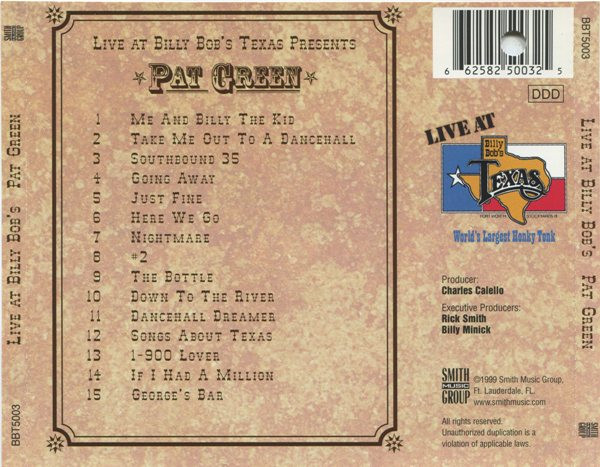 last ned album Pat Green - Live At Billy Bobs