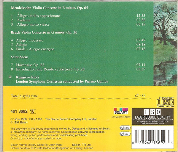télécharger l'album Mendelssohn And Bruch, Ruggiero Ricci, London Symphony Orchestra, Pierino Gamba - Violin Concertos