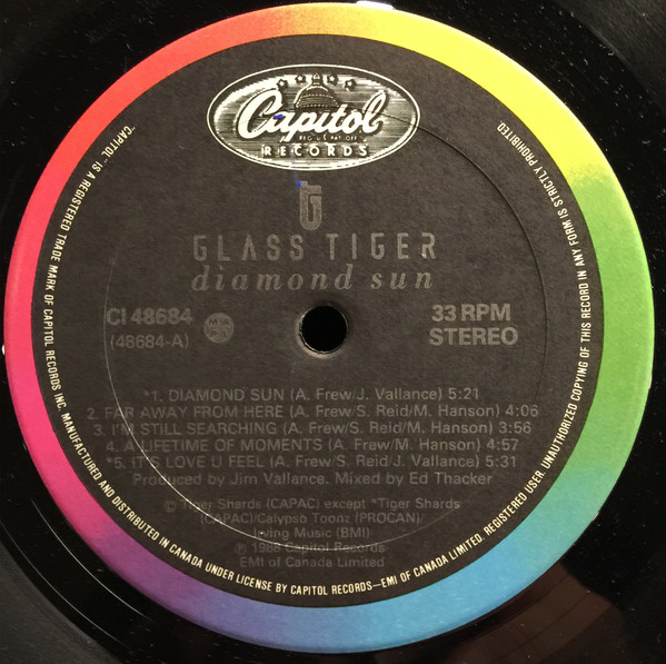 Glass Tiger - Diamond Sun | Capitol Records (C1 48684) - 3