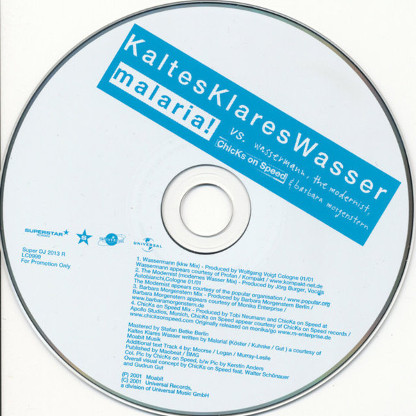 descargar álbum Malaria! vs Wassermann, The Modernist, Chicks On Speed & Barbara Morgenstern - Kaltes Klares Wasser