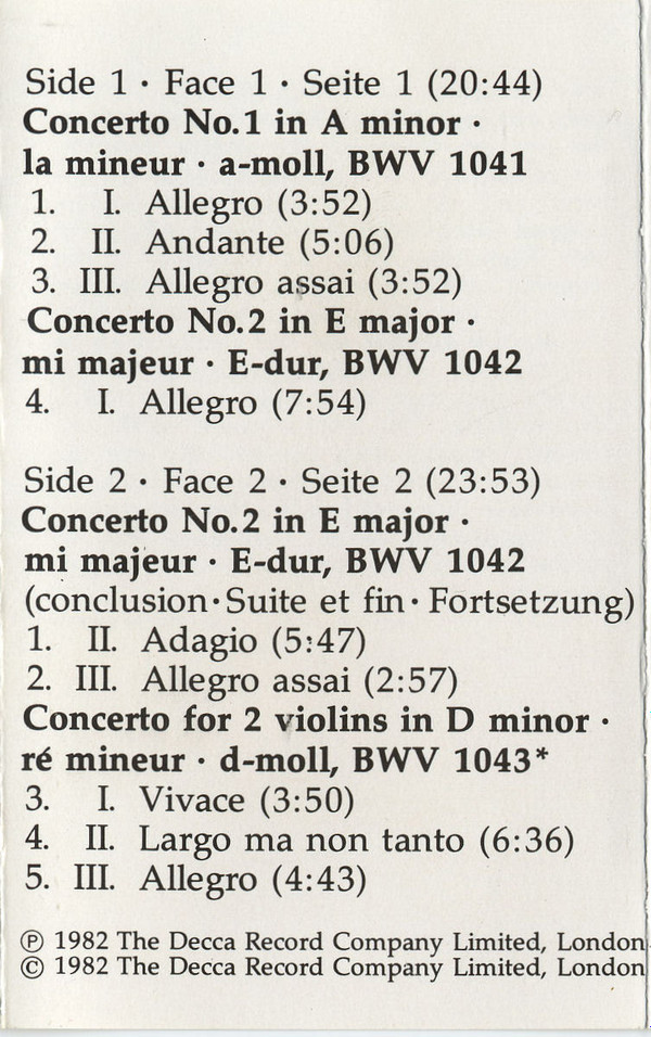 last ned album Johann Sebastian Bach Jaap Schröder, Christopher Hirons, The Academy Of Ancient Music, Christopher Hogwood - Violin Concertos 1 2 Concerto For 2 Violins
