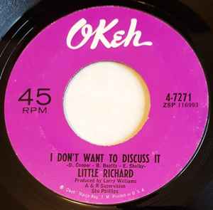 Little Richard - I Don't Want To Discuss It / Hurry Sundown album cover