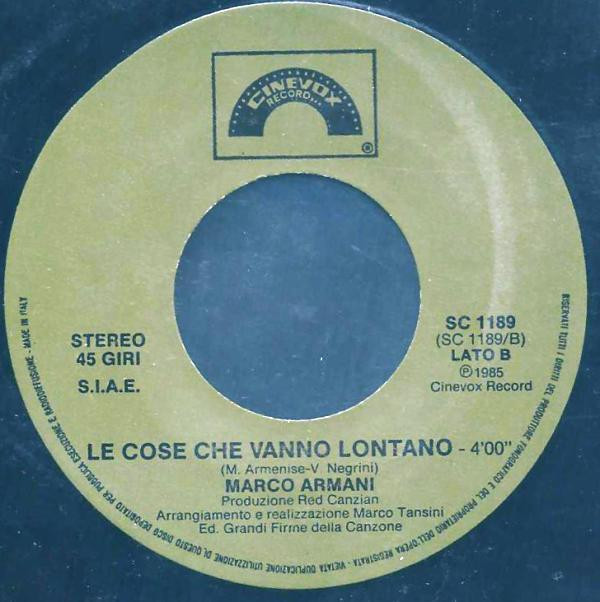 télécharger l'album Marco Armani - Canzone Sincera Le Cose Che Vanno Lontano