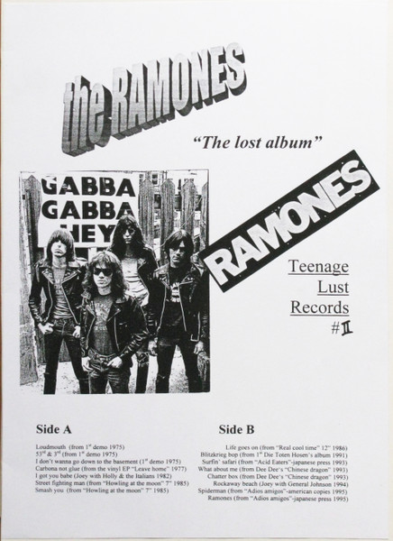 Ramones The Lost Album 1998 Vinyl Discogs