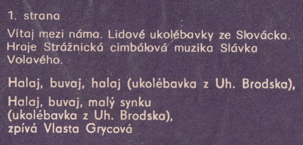 lataa albumi Strážnická Cimbálová Muzika - Vítaj Mezi Náma Lidové Ukolébavky Ze Slovácka