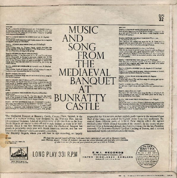 descargar álbum The Bunratty Singers With Peter O'Loughlin - Music And Song From The Mediaeval Banquet Bunratty Castle Ireland
