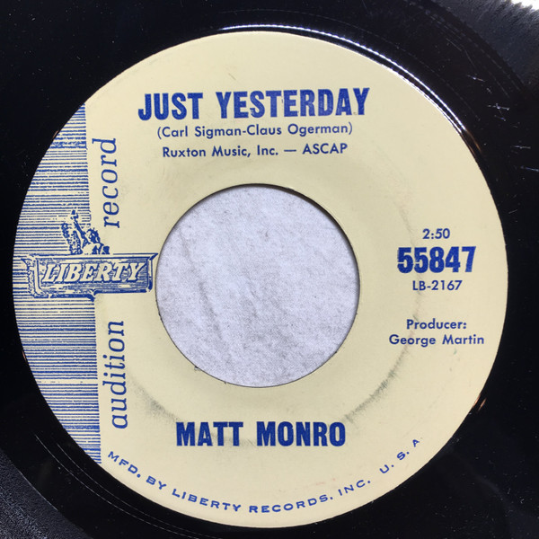 descargar álbum Matt Monro - Yesterday Just Yesterday
