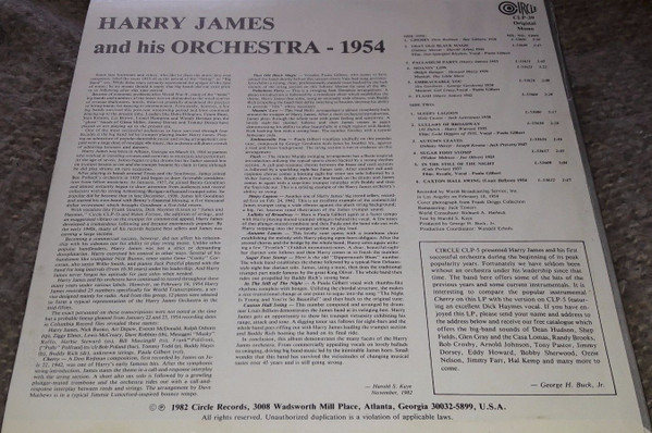 Harry James And His Orchestra - 1954 | Circle (CLP-39) - 2