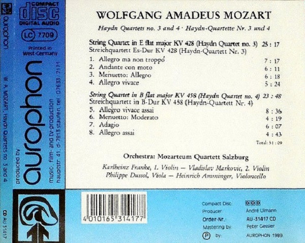 last ned album Wolfgang Amadeus Mozart, Mozarteum Quartett Salzburg - Haydn Quartets No 3 And 4 Haydn Quartette Nr 3 Und 4