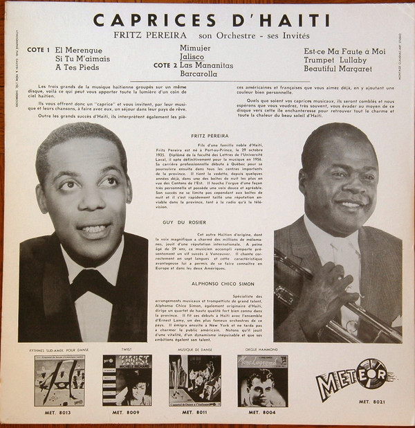 Fritz Pereira Et Ses Musiciens - Caprices D'Haïti | Meteor (MET-8021) - 2