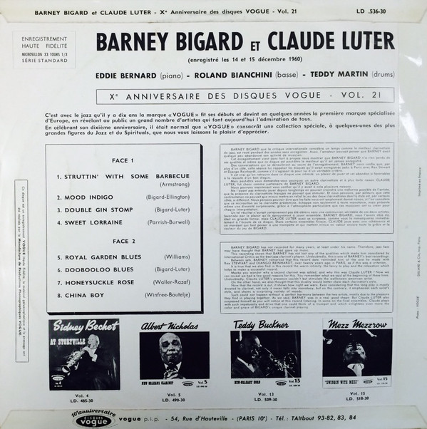 descargar álbum Barney Bigard Claude Luter - Clarinet X 2