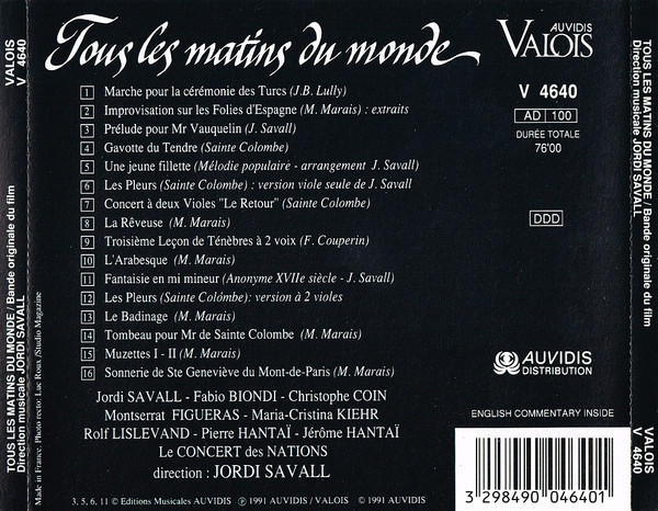 Jordi Savall - Tous Les Matins Du Monde | Valois (V 4640) - 2