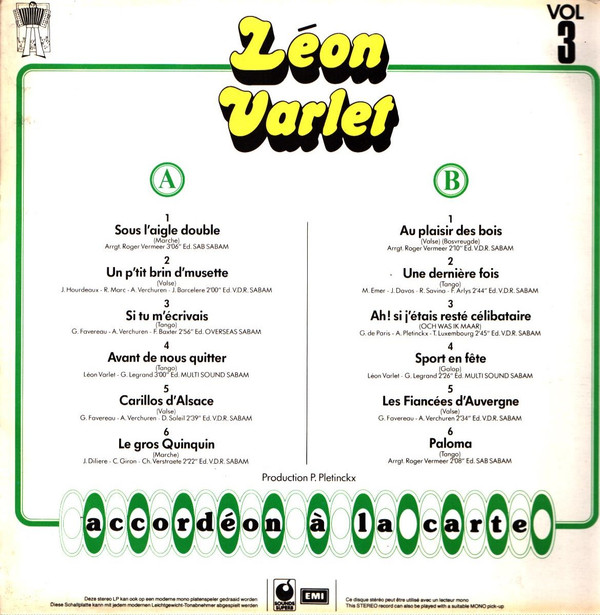 Album herunterladen Léon Varlet - Accordeon à la Carte Vol 3