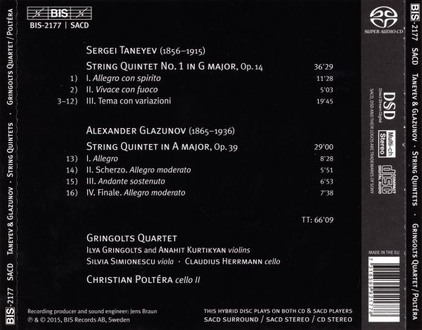 baixar álbum Taneyev Glazunov Gringolts Quartet Christian Poltéra - String Quintets