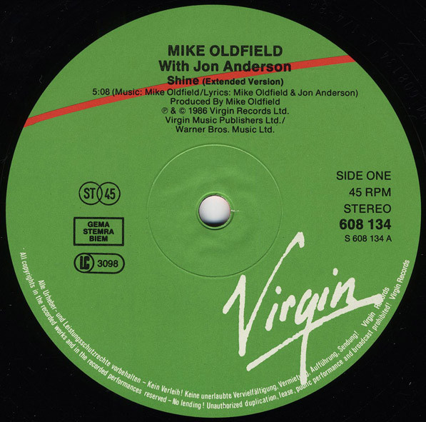 descargar álbum Mike Oldfield With Jon Anderson - Shine