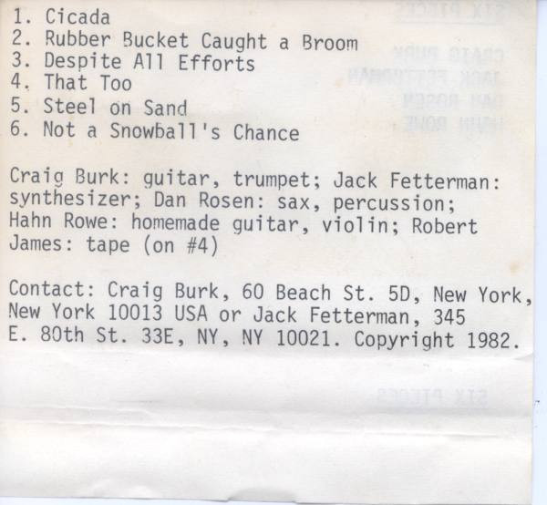 lataa albumi Craig Burk ' Jack Fetterman ' Dan Rosen ' Hahn Rowe - Six Pieces