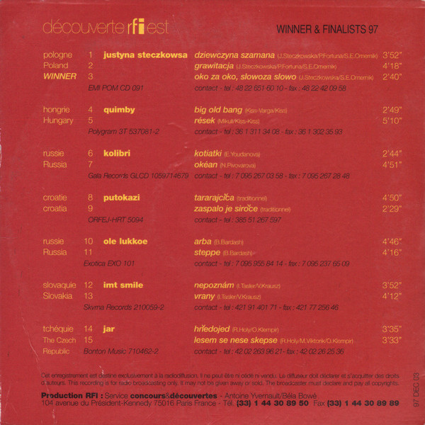 Album herunterladen Various - Découverte RFI Est Winner Finalists 97