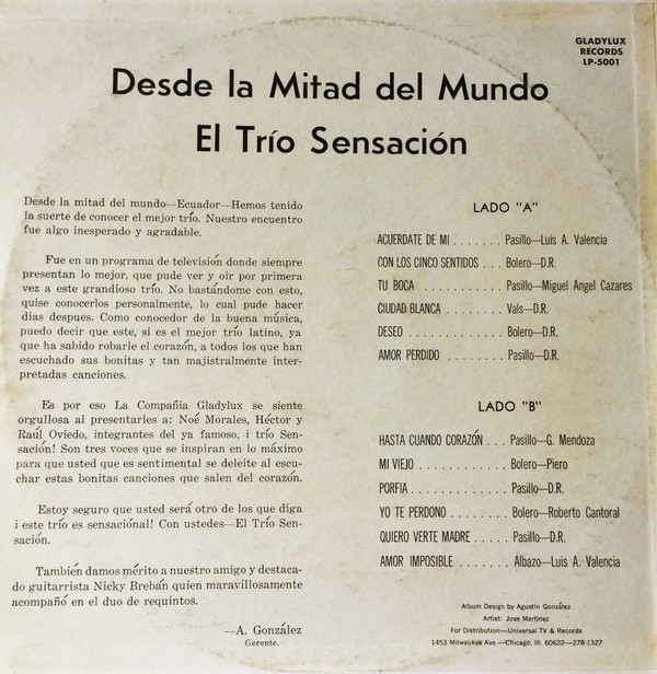 descargar álbum El Trio Sensación - Desde La Mitad Del Mundo