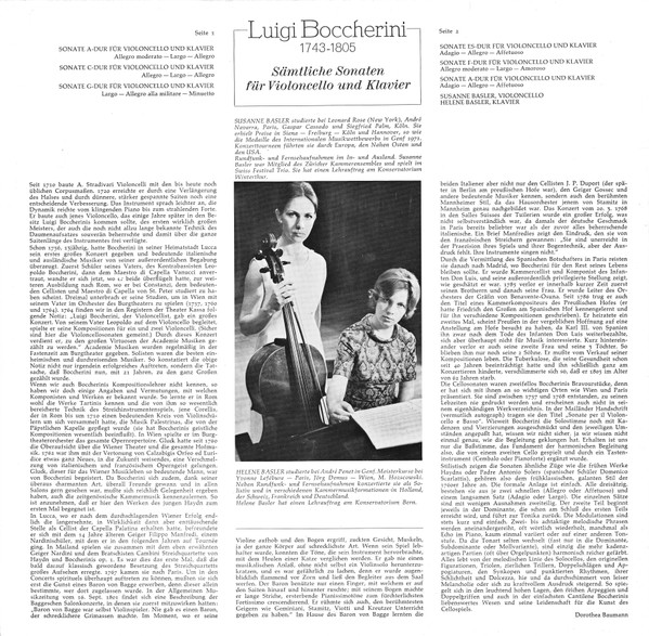 ladda ner album Susanne Basler - Boccherini Sonaten für Cello und Klavier