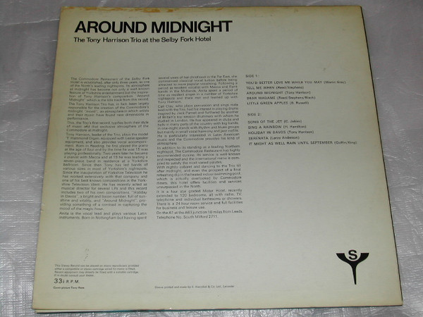 descargar álbum The Tony Harrison Trio - Around Midnight The Tony Harrison Trio At The Selby Fork Hotel