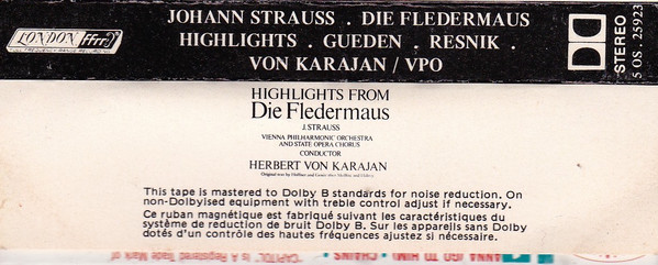 ladda ner album Johann Strauss Vienna Philharmonic Orchestra And State Opera Chorus Herbert von Karajan - Strauss Die Fledermaus Highlights