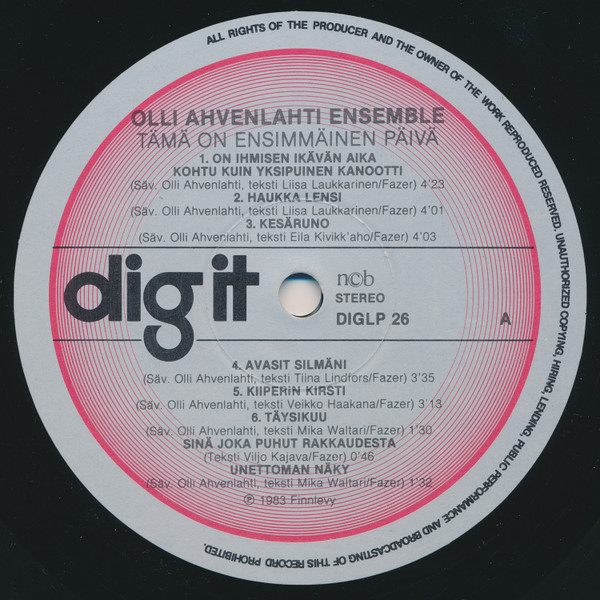 descargar álbum Olli Ahvenlahti Ensemble - Tämä On Ensimmäinen Päivä