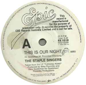 The Staple Singers This Is Our Night 1984 Vinyl Discogs