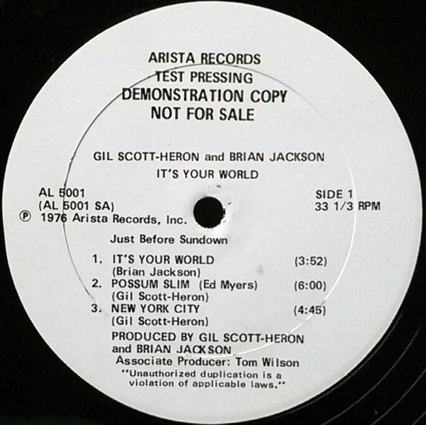 Gil Scott-Heron And Brian Jackson – It's Your World (1976, Vinyl 