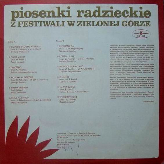 baixar álbum Various - Piosenki Radzieckie Z Festiwali W Zielonej Górze 1965 1976
