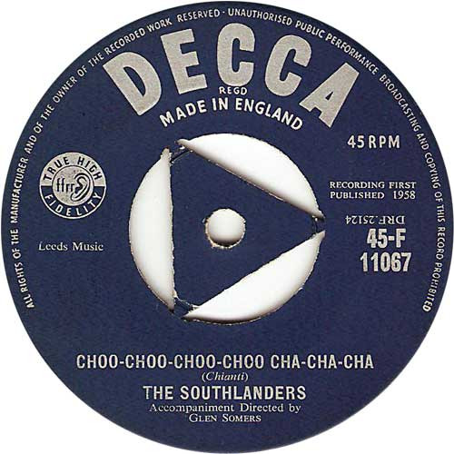 The Southlanders Choo Choo Choo Choo Cha Cha Cha 1958 Vinyl