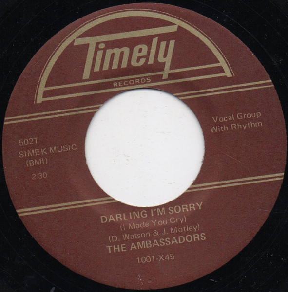 The Ambassadors – Darling I'm Sorry / Will A-Bea (Vinyl) - Discogs