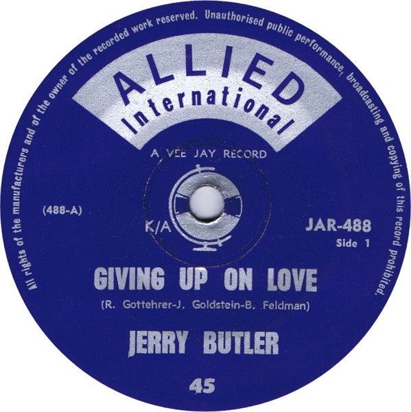 Jerry Butler – Giving Up On Love (1964, Vinyl) - Discogs