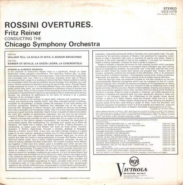 last ned album Download Rossini Reiner Chicago Symphony Orchestra - Rossini Overtures album